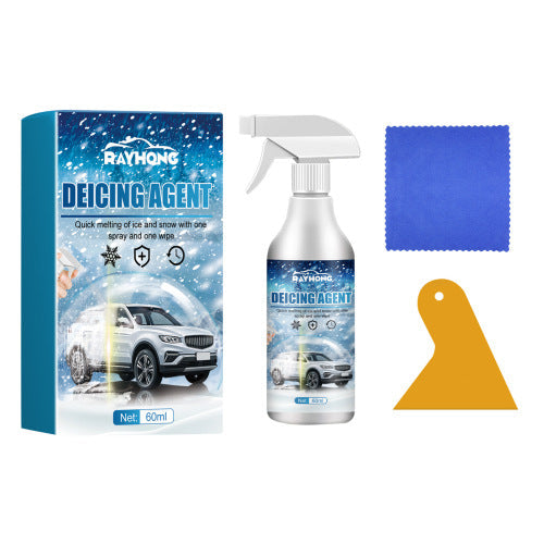 Windshield de-icer spray