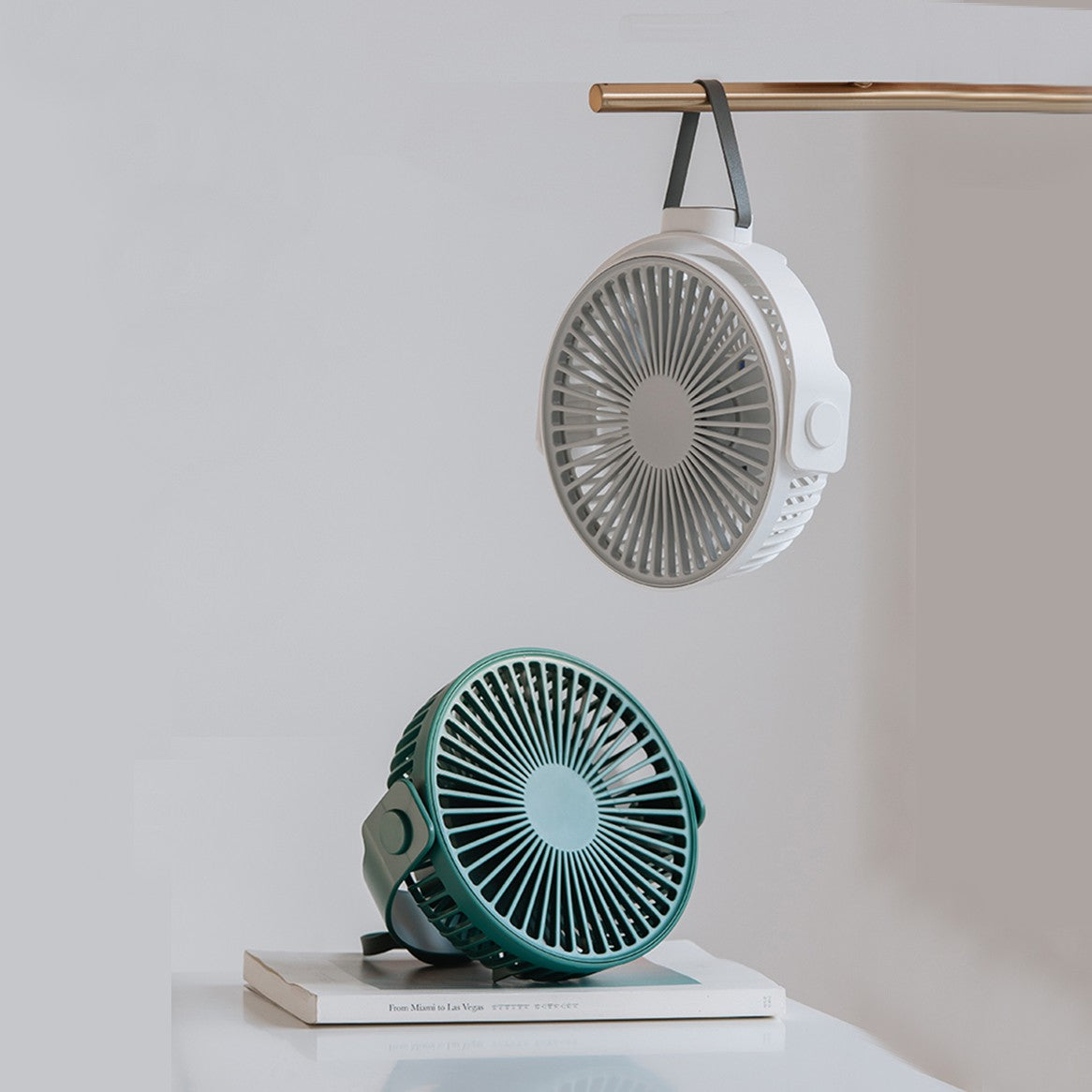2-in-1 Rechargeable Portable Hanging / Desk Fan, with Night Light, 4 Adjustable Wind Speeds | zavevo