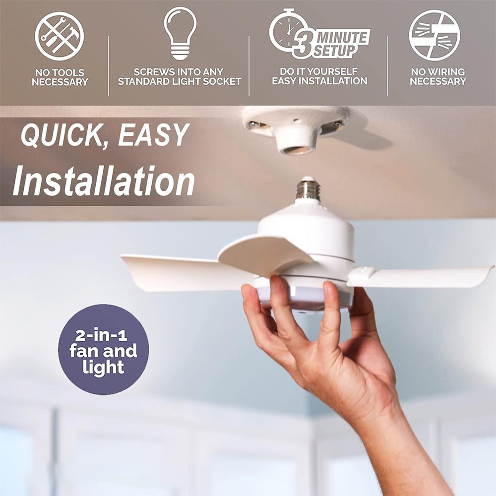2-in-1 LED Ceiling Fan Light with Remote Control, E27/B22 Base | zavevo
