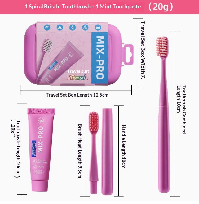 Portable Travel Toothbrush Set with Foldable Handle, Soft Spiral Bristles