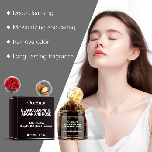 Black Soap with Argan & Rose Oil