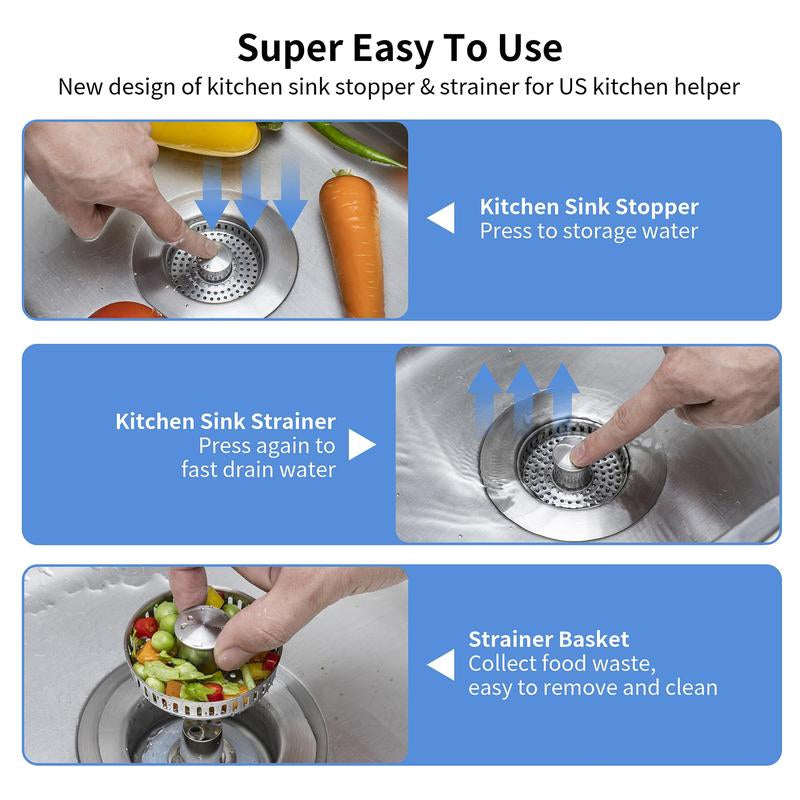 Upgrade 3-in-1 Kitchen Sink Drain Strainer | zavevo