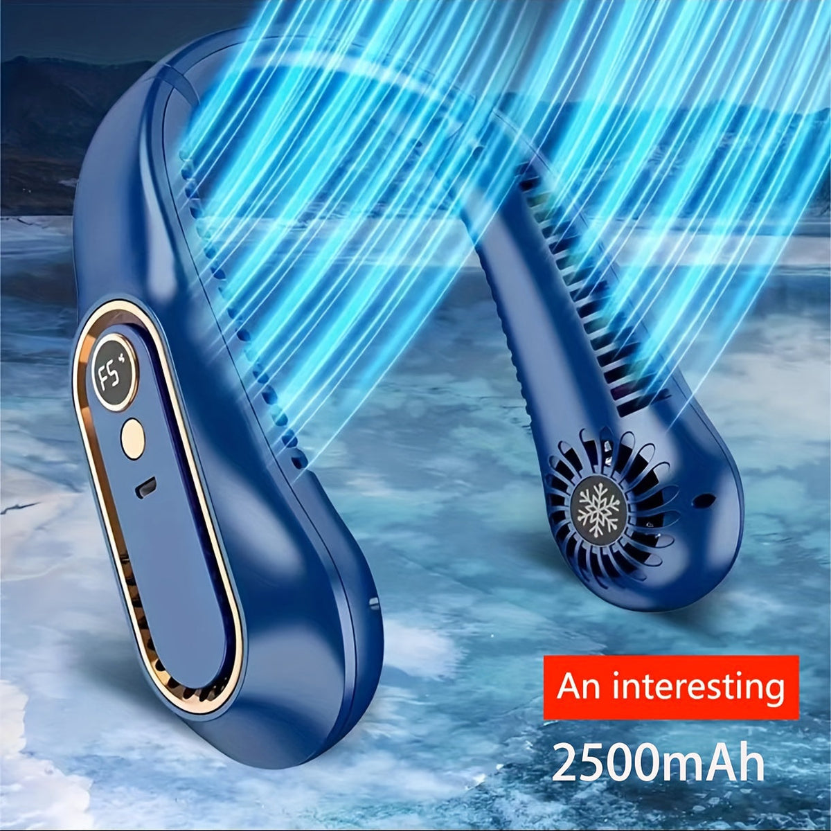 1pc Portable USB Cooler Fan With 5 Speeds And Digital Display - Super Strong Technology And Bladeless Design For Outdoor Use | zavevo