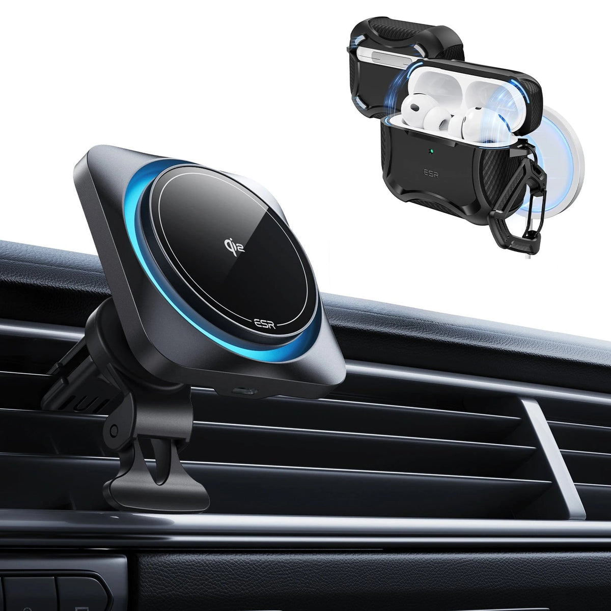 15W CryoBoost Car Charger and AirPods Pro 3 Cyber Tough Case Bundle-Black