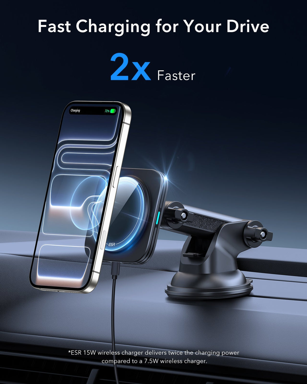 15W Dashboard Wireless Car Charger and AirPods Pro 3 Cyber Tough Case Bundle-Black