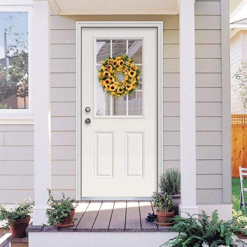 16'' Gold Artificial Sunflower Wreath zavevo