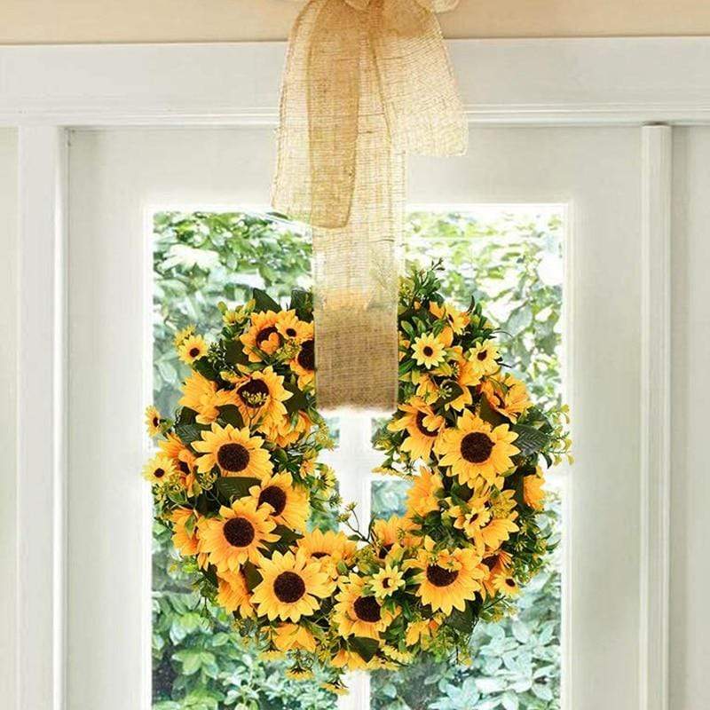 16'' Gold Artificial Sunflower Wreath zavevo