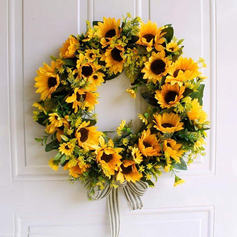16'' Gold Artificial Sunflower Wreath zavevo