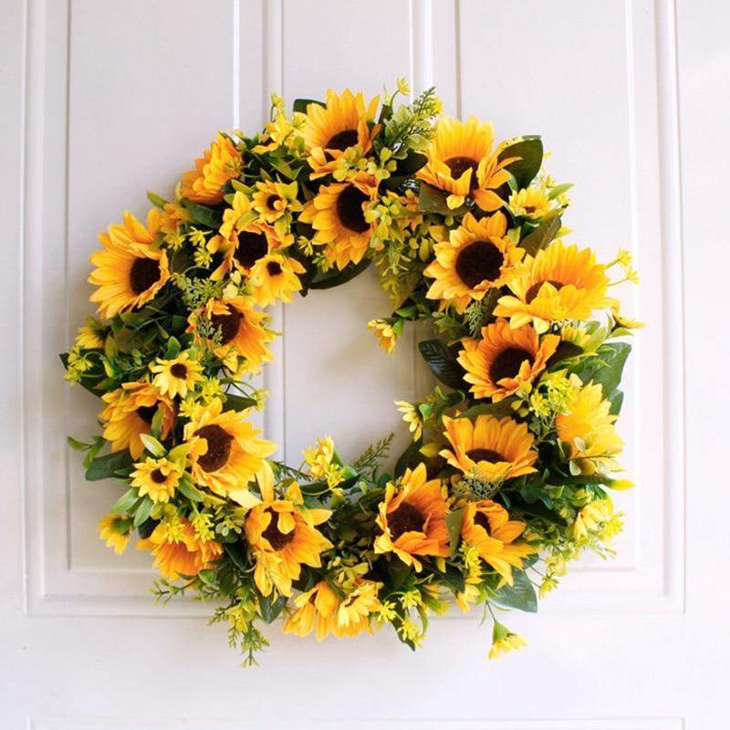 16'' Gold Artificial Sunflower Wreath zavevo