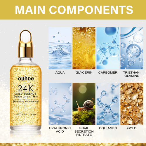 24K Gold Face Essence, Hydrating & Brightening Serum, 30 ml