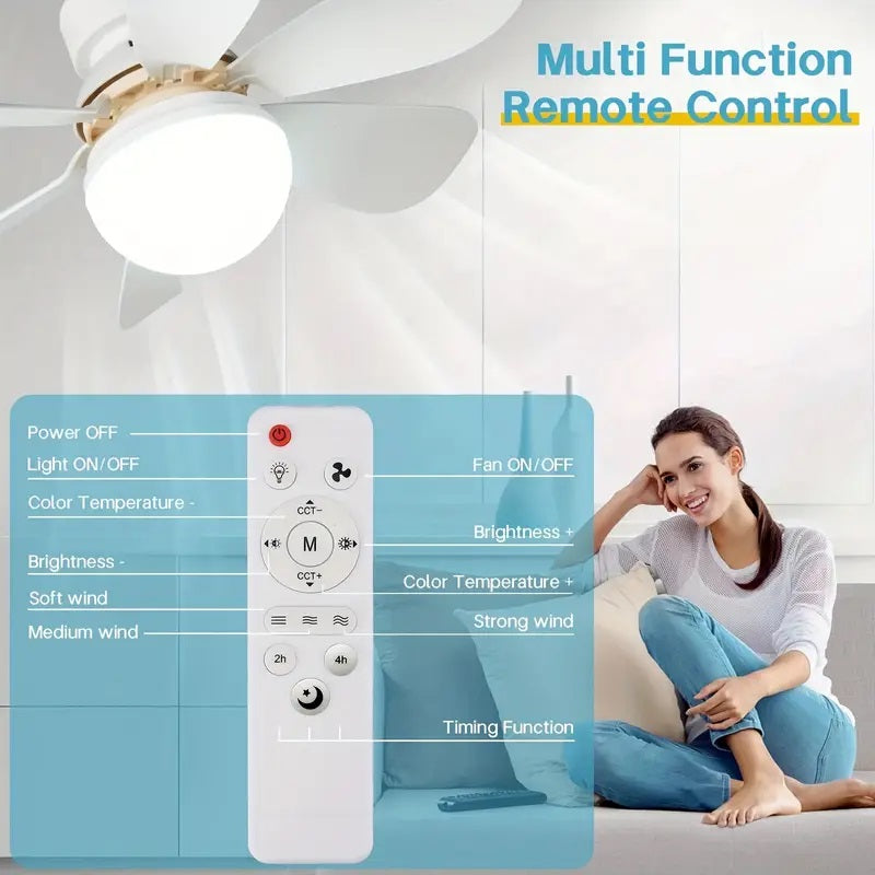 2-in-1 LED Ceiling Fan Light with Remote Control, E27/B22 Base | zavevo