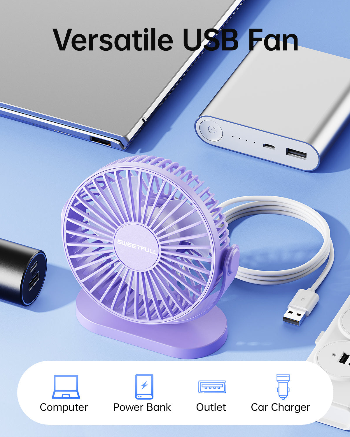 2-in-1 Hook & Desk Fan - 3-Speed with 360° Rotation | zavevo