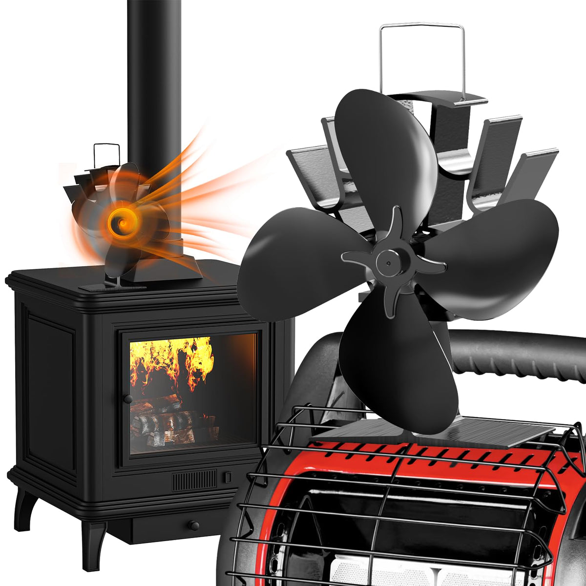 4 Blade Stove and Log Burner Fan for Wood/Fireplace | zavevo