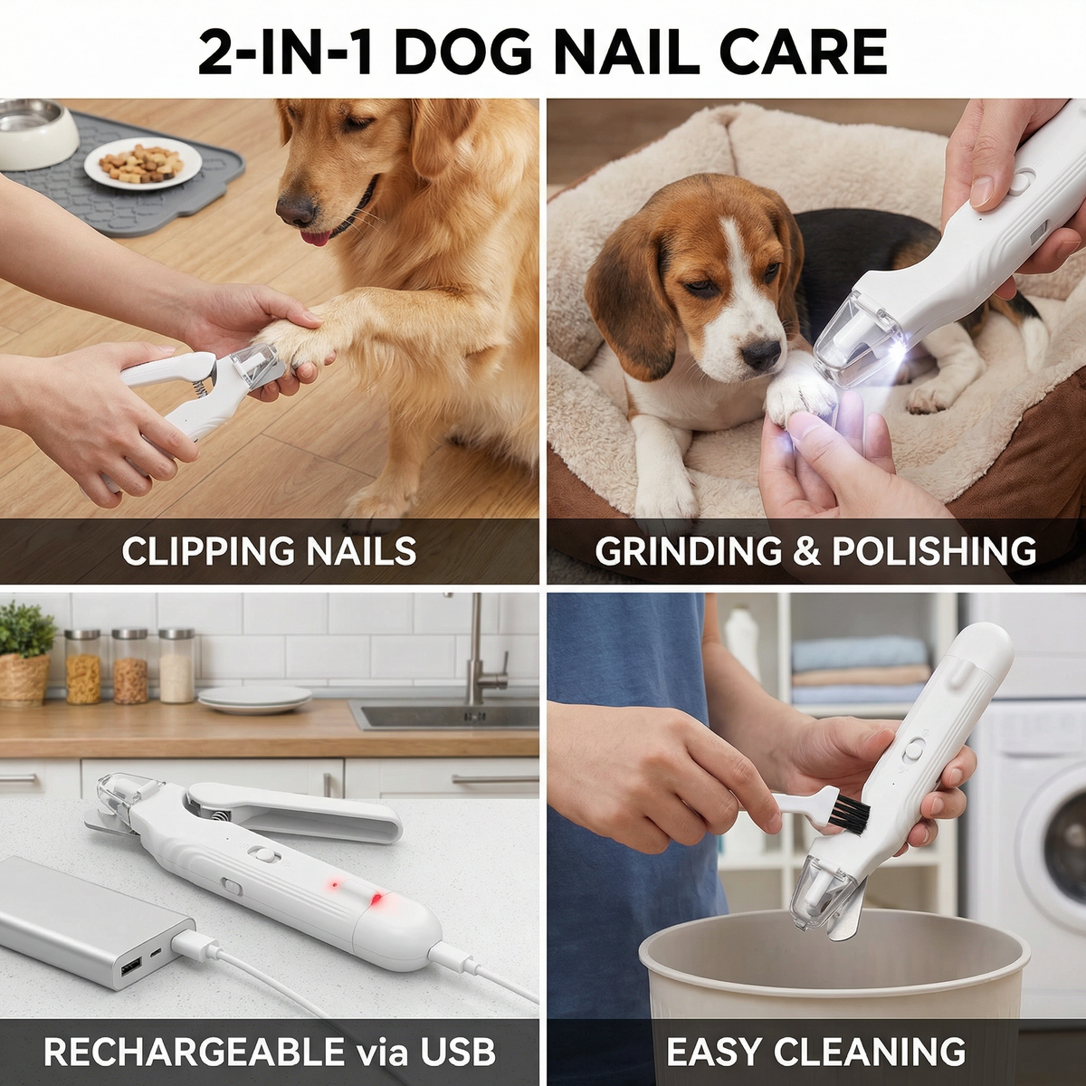 2-in-1 Professional Dog Nail Clipper & Grinder – Ultra-Quiet & Rechargeable zavevo