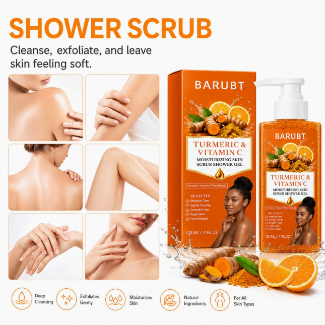 Turmeric & Vitamin C Exfoliating Body Wash, Moisturizing Rich Foam