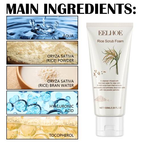 Rice Scrub Face Wash Foam with Hyaluronic Acid