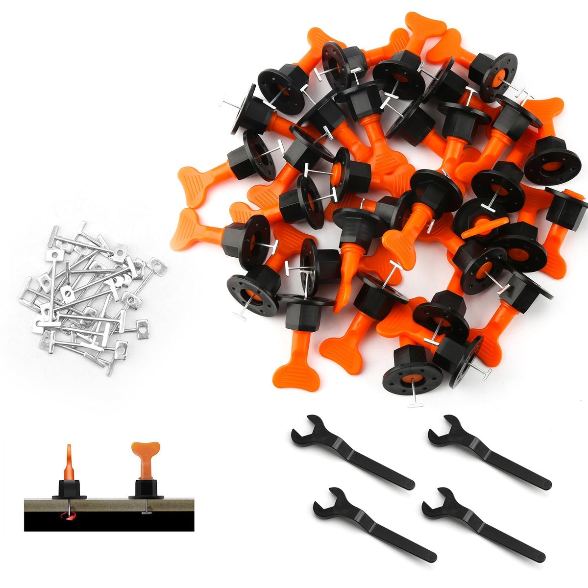 110/220 pieces tile leveler leveling system kits with 4PCS wrenches | zavevo