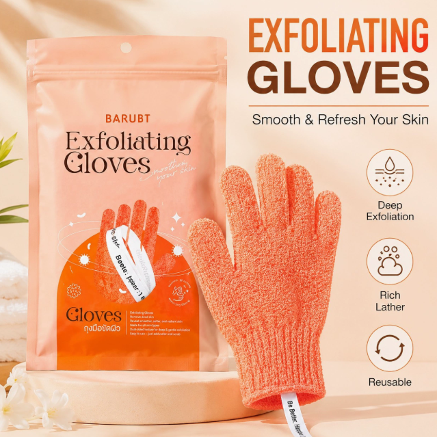 Exfoliating Shower Gloves, Body Scrub Mitts for Smooth Skin