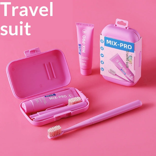 Portable Travel Toothbrush Set with Foldable Handle, Soft Spiral Bristles