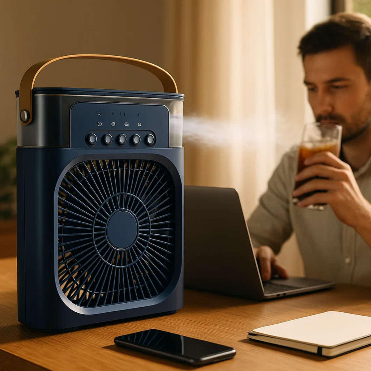 3-in-1 Air Cooler Humidifier | Portable, Adjustable Fan Speeds & Ideal for Bedrooms, Offices & Small Spaces | zavevo