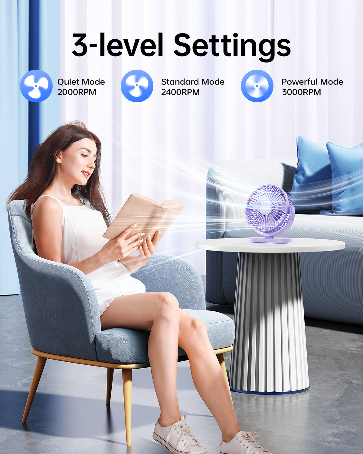 2-in-1 Hook & Desk Fan - 3-Speed with 360° Rotation | zavevo