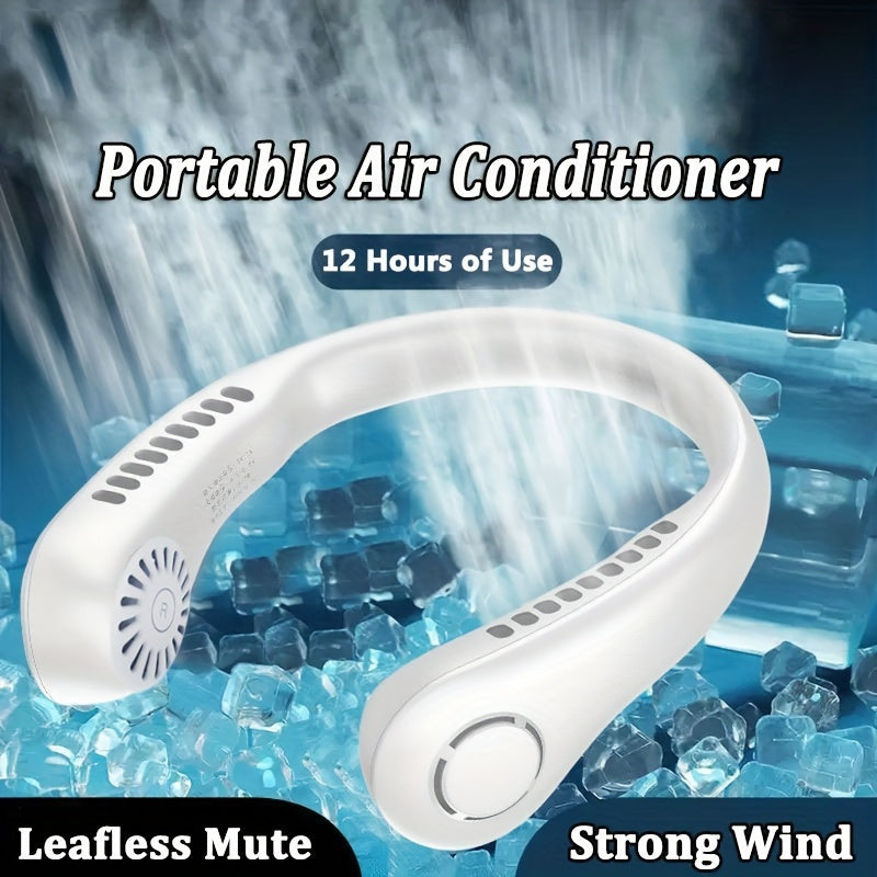 1pc Portable Neck Fan Electric Wireless Fan Rechargeable USB Mini Fan Bladeless Personal Fan Hanging Neck Cooler For Outdoor Sports | zavevo
