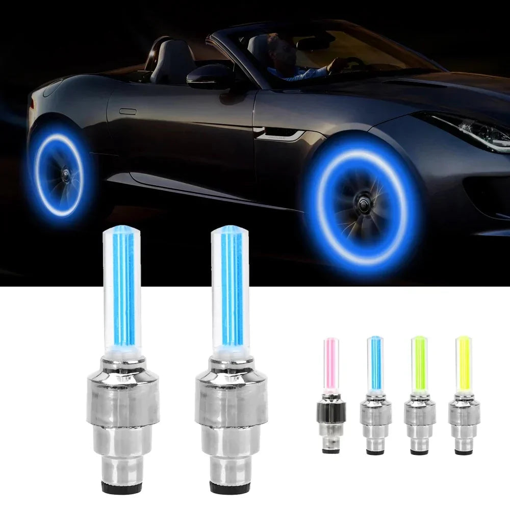2 Pcs Car Wheel LED Light, Motorcycle Bike Tire Vale Cap zavevo