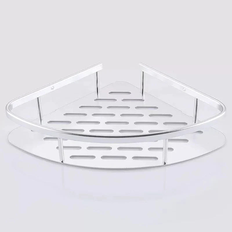 2 Layer Aluminum Steel Corner Bathroom Shelf zavevo