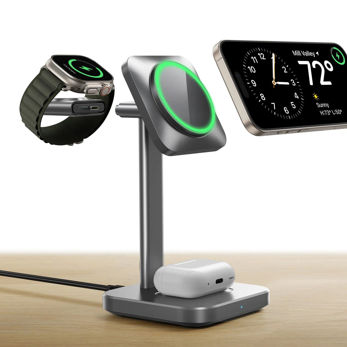3-in-1 Magnetic Charging Station (15W) - Grey - US PLUG