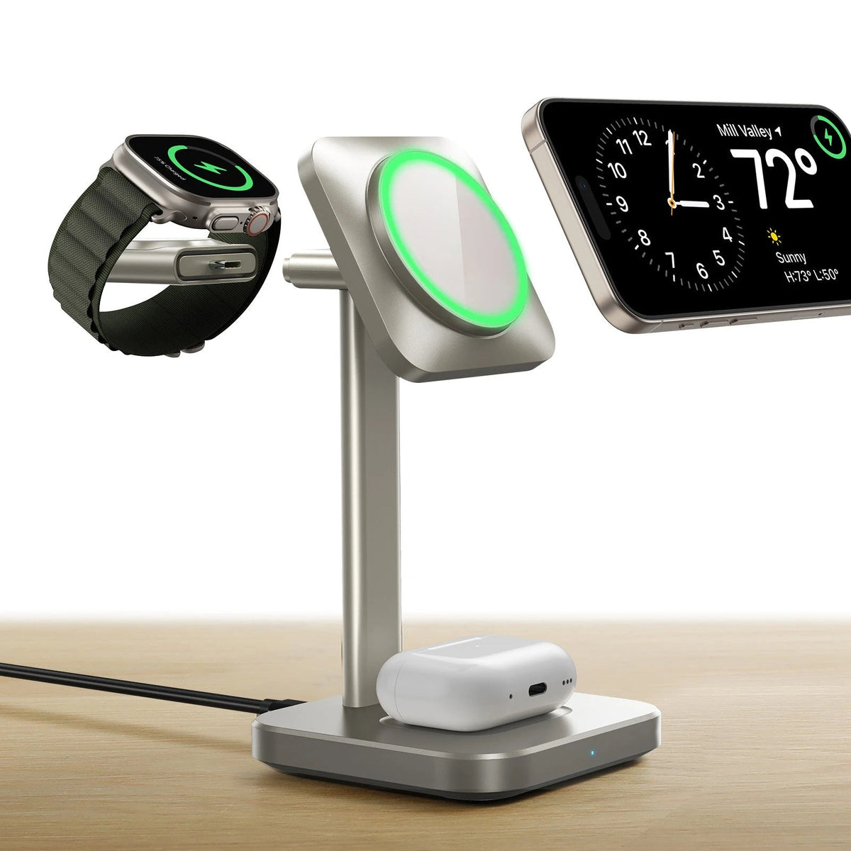 3-in-1 Magnetic Charging Station (15W) - Titanium - US PLUG