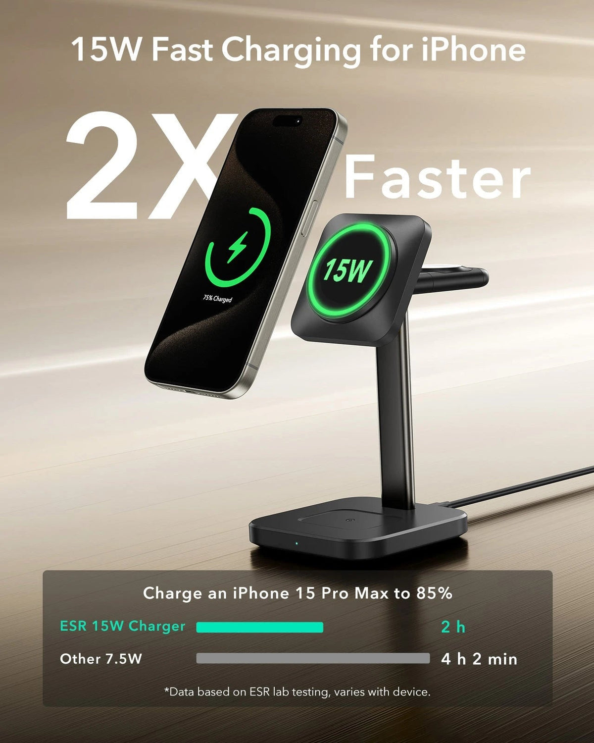 3-in-1 Magnetic Charging Station (15W) - Titanium - US PLUG