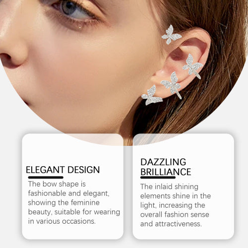 Rhinestone Bow Ear Clips