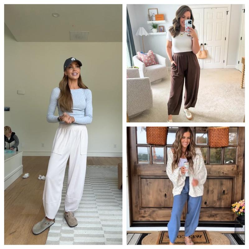 Women's Wide-Leg Palazzo Pants – Baggy Relaxed Fit with Elastic Waist and Pockets