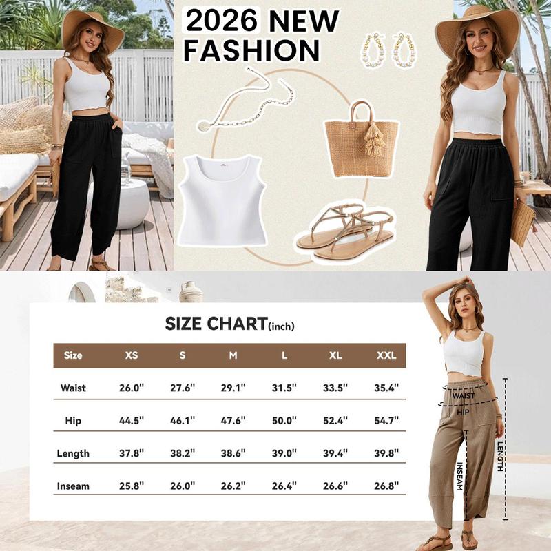 Women's Wide-Leg Palazzo Pants – Baggy Relaxed Fit with Elastic Waist and Pockets