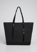 Black Work Bag  Canvas Tote with Sequin Detail | Naxos