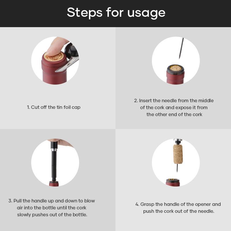 2-in-1 Air Pressure Pump Wine Bottle Opener with Foil Cutter | zavevo