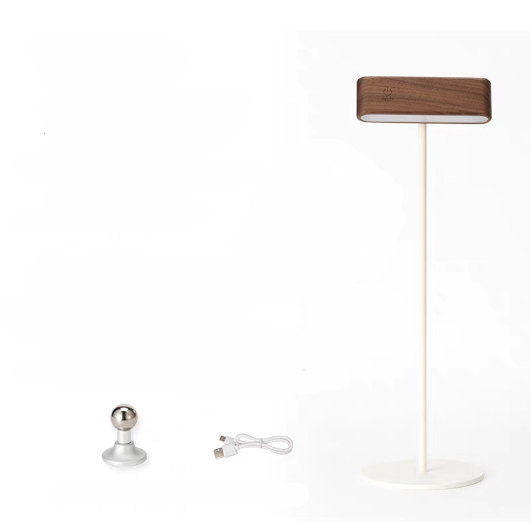 Solid Walnut/Elm Magnetic Wall Lamp with 360° Rotation & Rechargeable Battery