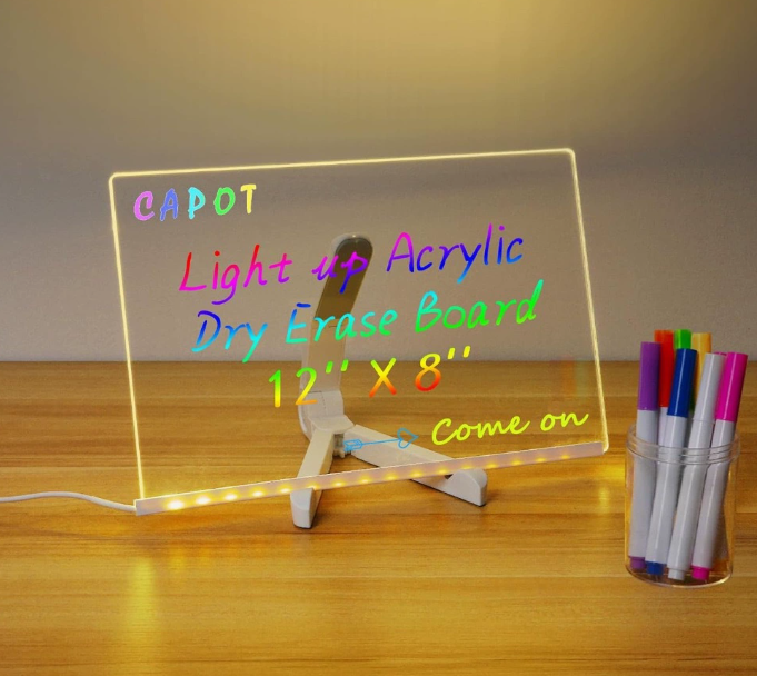 Light-Up Acrylic Drawing Board for Kids, Erasable Message Board & Night Light