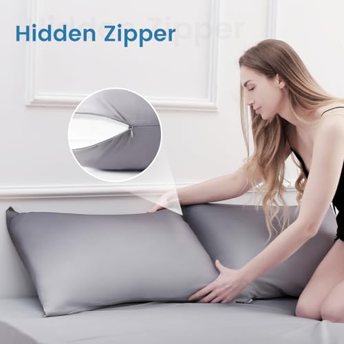 2 Pack Gray Cooling Pillowcases – Breathable, Soft, Skin & Hair Protecting | zavevo