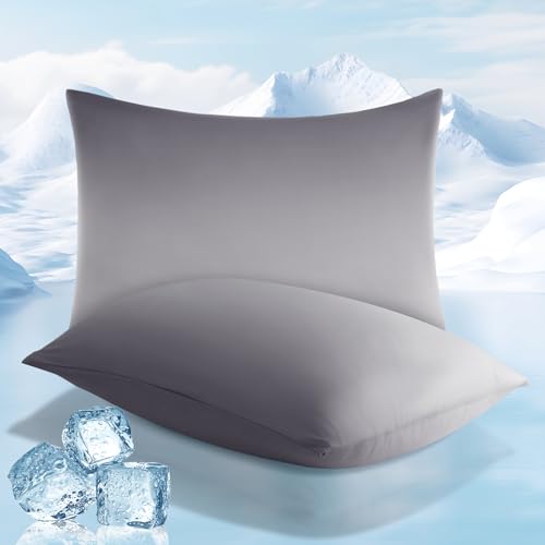 2 Pack Gray Cooling Pillowcases – Breathable, Soft, Skin & Hair Protecting | zavevo