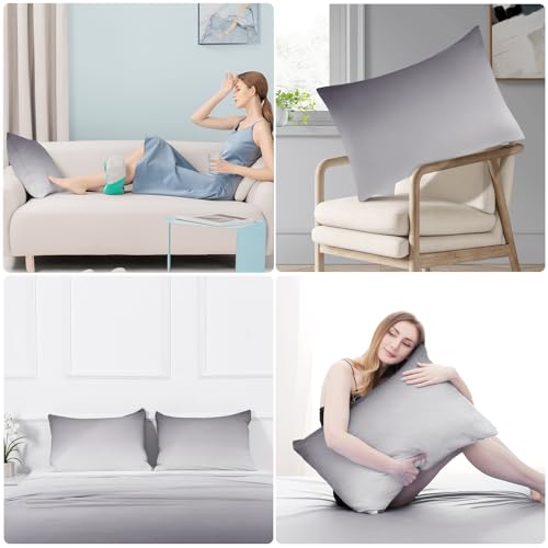2 Pack Gray Cooling Pillowcases – Breathable, Soft, Skin & Hair Protecting | zavevo