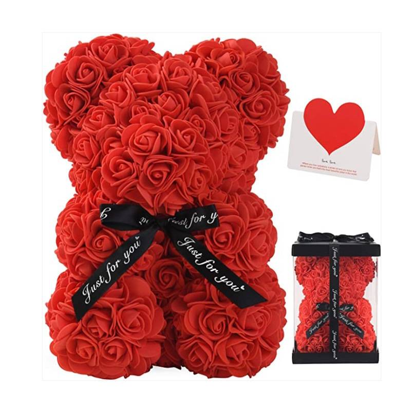 Rose Bear Valentine's Gift, Artificial Flower Bear in Multiple Colors