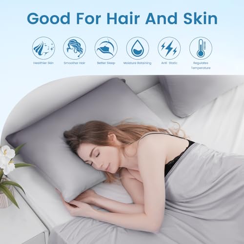 2 Pack Gray Cooling Pillowcases – Breathable, Soft, Skin & Hair Protecting | zavevo