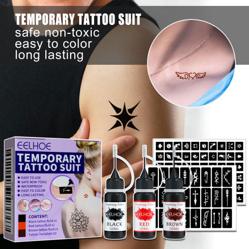 Temporary Jagua-Style Tattoo Kit with Stencils