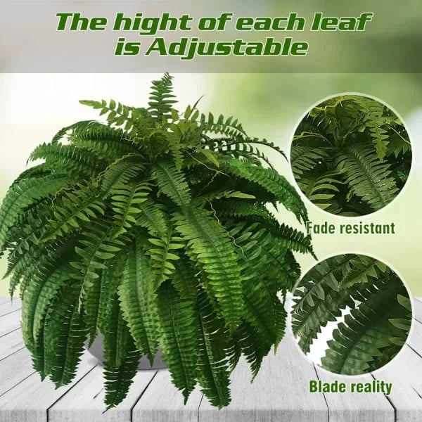 zavevo | UV Resistant Artificial Boston Fern | Lifelike, Waterproof & Maintenance-Free for Outdoor Décor