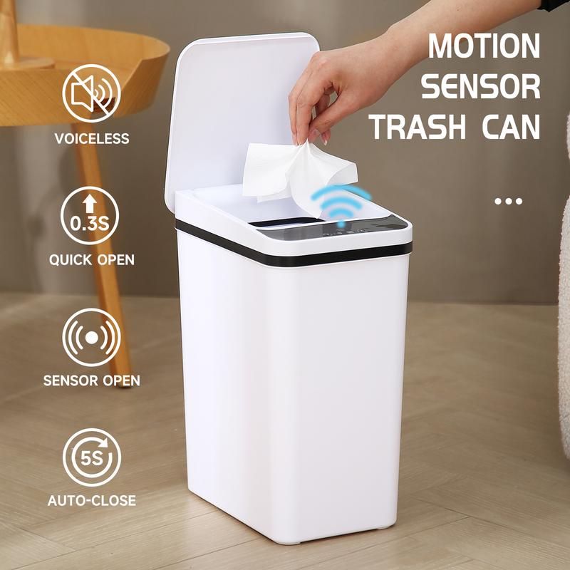 Touchless Motion Sensor Trash Can – Slim Water-Resistant Automatic Bin for Bathroom, Bedroom and Office