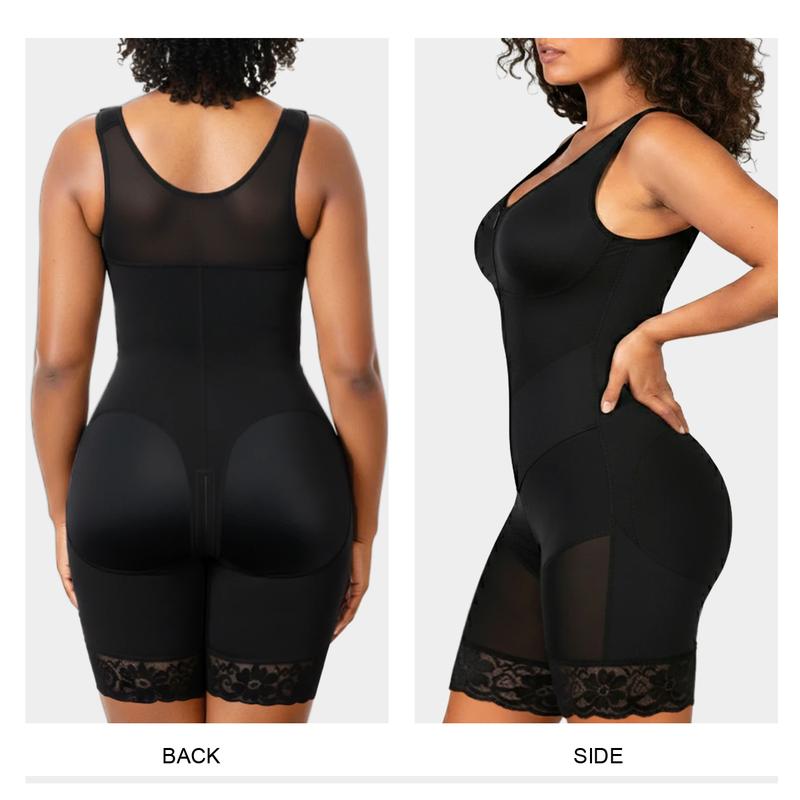 Seamless V-Neck Shapewear Bodysuit for Women – Tummy Control Body Shaper with Built-In Chest Pads