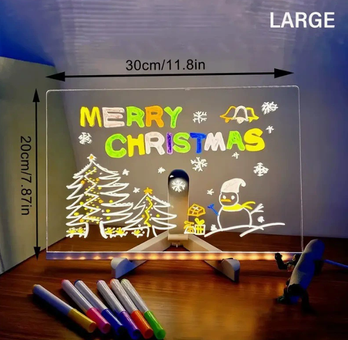 Light-Up Acrylic Drawing Board for Kids, Erasable Message Board & Night Light
