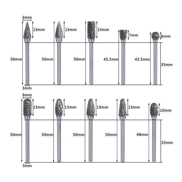 10 in 1 Tungsten Steel Grinding Head (10PCS) | zavevo