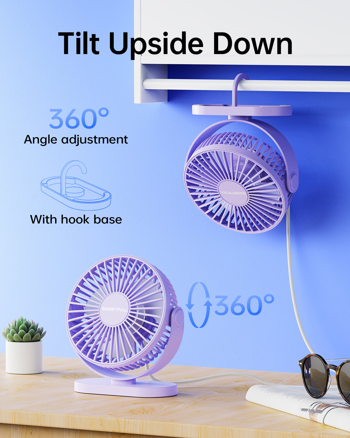 2-in-1 Hook & Desk Fan - 3-Speed with 360° Rotation | zavevo